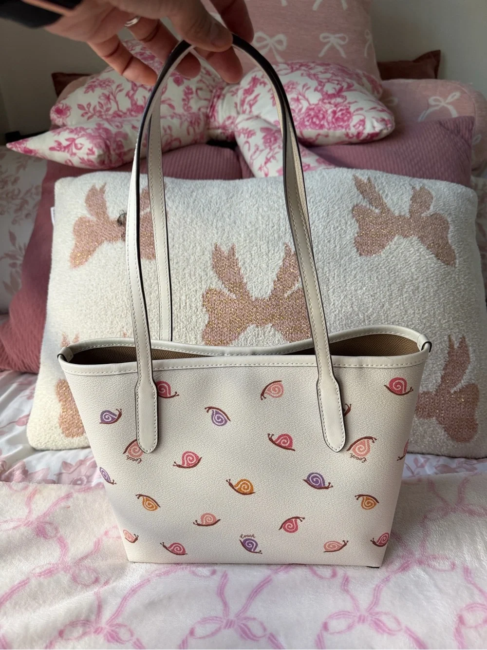 Coach Cream Mini Tote with Multicolor Snail Motif - Picture 7 of 7